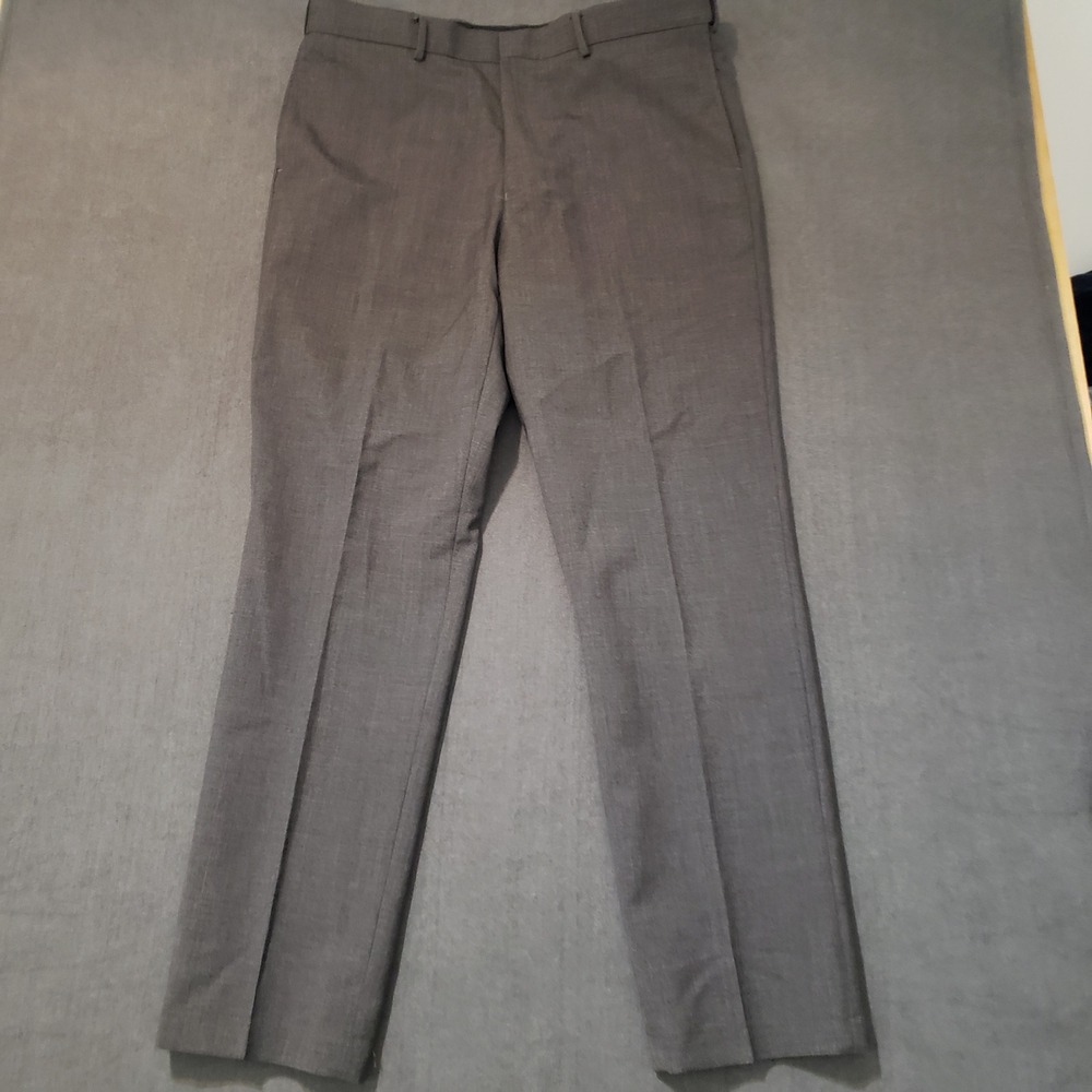 Louis Martin Dress Pants 36x32 Grey Wool Blend Comfort Waist‎ Water Repellant